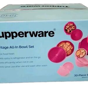 Tupperware Heritage All-In-One Bowl Set, 30 Piece Food Storage Set, Pink, BNIB